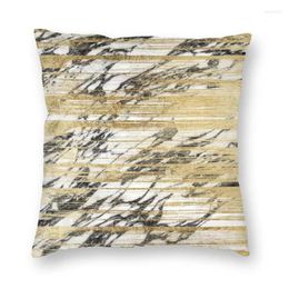 Pillow Custom Chic Gold Brushstrokes On Black White Marble Case Home Decorative Geometric Texture Cover For Living Room