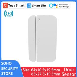 Detector Tuya WiFi Window Door Sensor Detector Wireless Alexa Google Voice Command Cheque Open/Closed Status Smart Life APP Remote Control