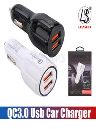 Top Quality QC30 fast charge 31A Qualcomm Quick Charge car charger Dual USB Fast Charging phone charger Cable9366025