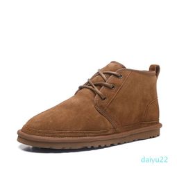 Стиль зимняя шерстяная обувь мужчины сапоги сапоги Neumel Sudee Boots Men039S Классические сапоги серии Newm Braps Casual теплый мини -ботинок каштановые