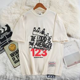 24SS Letter Foam Print T-Shirt Men Women Best Quality Oversized Tee Tops Black Apricot Casual T Shirt Inside Tags