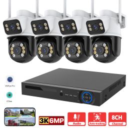 System 6MP PTZ Camera Dual Lens POE Surveillance System NVR Recorder Set IP Camera 2Way Audio CCTV Video Surveillance System kit