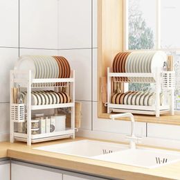 Kitchen Storage 2/3 Tier Dish Drainer Condiment Rack Cutlery Draining Board Shelf Household Multifunctional Racks