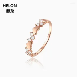 Cluster Rings Solid 14k Rose Gold Natural Diamonds Engagement Wedding Ring Heart Anniversary Party Trendy Fine Jewellery