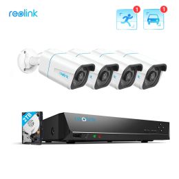 System Reolink Smart 4k Security Camera System 8MP PoE 24/7 Recording 2TB HDD Featured with Human/Car Detection RLK8810B4A