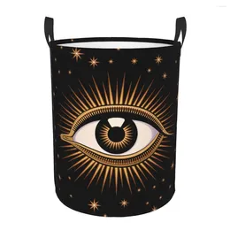 Laundry Bags Evil Eye Basket Foldable All Seeing Art Clothes Hamper For Baby Kids Toys Storage Bag