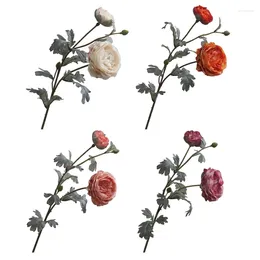 Decorative Flowers Artificial Peony Flower Simulation Silk Fake Floral Bouquet 2 For Head Home Wedding Party Decoration Arrangement