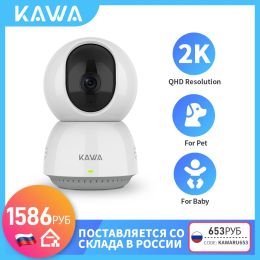 Cameras KAWA 2K IP Camera Wifi Survalance Cameras 360° Smart Home Alexa Wireless Indoor Security Pet&Baby Track Monitor See by Mobile