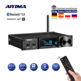 Amplifiers AIYIMA D05 Bluetooth 5.0 Power Amplifier 120Wx2 Sound Amplificador Subwoofer Amplifier USB DAC OLED APTX 2.1 Home Theatre