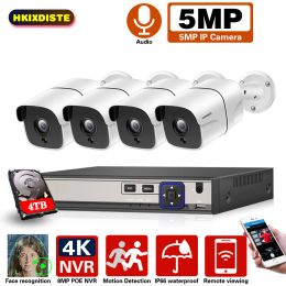 System HKIXDISTE Face Detection H.265 4CH 4K 8MP NVR CCTV System 4 Channel 5.0 MP IR Outdoor Weatherpr Security Camera Surveillance Kit