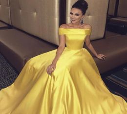 Elegant Simple Satin A line Prom Dresses Custom Made Off Shoulder Country Long Formal Party Dress Floor Length Prom Gown8562226