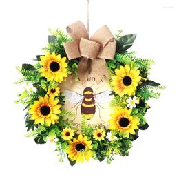 Decorative Flowers Artificial Wreath Fake Wall Front Door Window Hanging Pendant Ornaments Wedding Party Holiday Spring