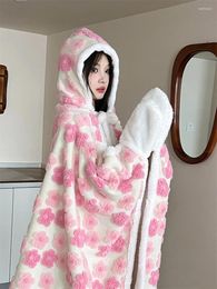 Blankets Korean Style Three-Dimensional Jacquard Hat Cloak Warm Cashmere Sofa Cover Blanket Double-Layer Thickened Office Nap
