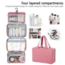 Storage Bags Large Bag Hanging Hook Layered Portable Waterproof Folding Handbag Travel Makeup Cosmetic Razor Organizer