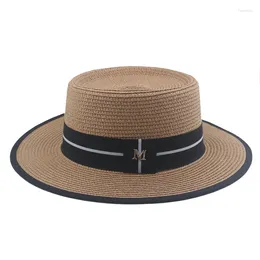 Berets 2024 Summer Straw Hat Fashion Casual Panama Beach Fedora Wide Brim Breathable Sun Hats For Men Women
