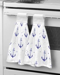 Towel Blue Anchor Splash Ink Hand Microfiber Fabric Hanging For Bathroom Kitchen Quick Dry