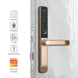 Lock CNC Process Wireless Tuya Smart House Gate NFC Card Digital Fingerprint Lock on Aluminium Door