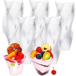 Disposable Cups Straws 20Pcs/set Plastic Dessert Birthday Transparent Party Ice Cream Home Christmas Wedding