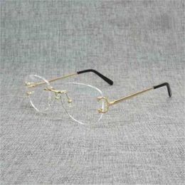 2024 Men's Luxury Designer Women's Sunglasses Vintage Rimless Square Clear Men Oval Wire Eyeglasses Optical Metal Frame Oversize Eyewear Women Reading Oculos