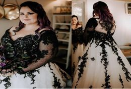 Black And White Wedding Dress Plus Size For Large Size Sweetheart Backless Floor Length With Long Train Bridal Gowns Custom Made3638134