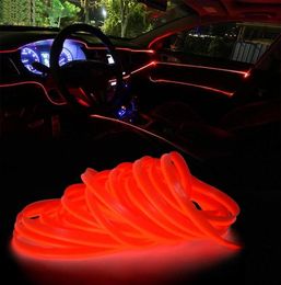 InteriorExternal Lights 5m Car LED Strips Atmosphere Lamp 12V Flexible Neon EL Wire Rope Indoor Interior Light Tube Auto Decorati2097100