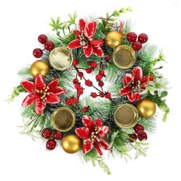 Decorative Flowers Xmas Holder Wreath Hanging Wreaths Front Door Christmas Ornament Tealight Garland