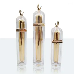 Storage Bottles 40ml 60ml 100ml Lotion Pump Bottle Gold Acrylic Cute Dolphin Shape Body Cream Emulsion Skincare Luxury 5pcs