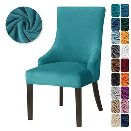 Chair Covers Velvet Elastic Wingback Cover Accent Dining High Back Sloping Arm Chairs Slipcovers For Room Banquet