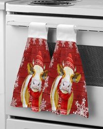 Towel Country Style Christmas Snowflake Cow Kitchen Bathroom Absorbent Soft Children's Hand Table Cleaning Cloth