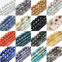 Beads Wholesale Natural Stone Turquoises Agates Tiger Eye Round Loose Stone Beads 4/6/8/10/12mm Suitable for Making Diy Charms Jewellery