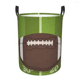 Laundry Bags Folding Basket Retro American Football Ball Dirty Clothes Toys Storage Bucket Wardrobe Clothing Organiser Hamper