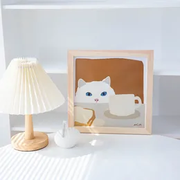 Frames INS Cute Kitten Solid Wood Po Frame Decorative Painting Ornaments Props Pography Background Home Decoration