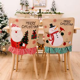 Chair Covers Christmas Decorations Snowman Cover Lace Stool Xmas Santa Claus Festive Dining Chairs Embroidered