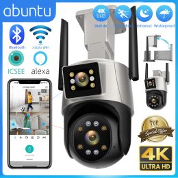 Cameras 8MP 4K WIFI Camera Dual Lens Dual Screen Outdoor PTZ Video Surveillance Camera Night Vision Auto Tracking Security Camera ICSEE