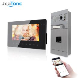 Intercom Jeatone 7 Inch Wireless Wifi Video Intercom for Home IP Video Doorbell Fingerprint Unlock AHD 960p Screen Wifi Intercom System