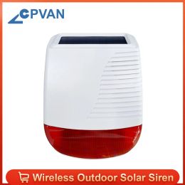 Siren CPVAN 110dB Wireless Outdoor Solar Siren Light Flash Strobe Waterproof Siren for Home Security Burglar WiFi 4G GSM Alarm System