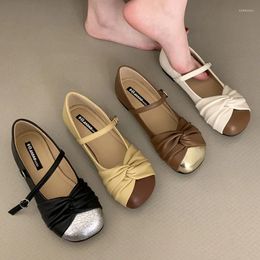 Casual Shoes 2024 Spring Women Flat Fashion Round Toe Shallow Slip On Mary Jane Heel Ladies Elegant Outdoor Ballerinas Pumps