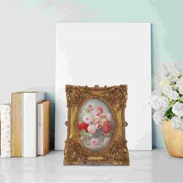 Frames Retro Po Frame Office Desk Decor Props Oval Resin Hanging Vintage Picture Display