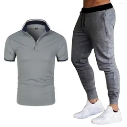 Men's Tracksuits 2024 Summer Men 2-piece Set Casual Fashion Short Sleeve Polo Thin Pants Suit Business Clothes Sweatpants Tracksuit