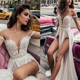 Dresses Julie Vino Wedding Dresses Off Shoulder Lace Appliques Bridal Gowns Sexy Deep V Neck High Slit Beach Wedding Dress Vestidos De Nov