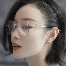 luxury designer sunglasses New G Family Eyeglass Frame Female Ni Same Plain Face Anti Blue Light Can Paired with Myopia Gold Wire Glasses 0883