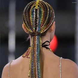 Hair Clips Fashion Long Rhinestone Head Chain Jewellery Crystal For Women Accessories Designer Cute Boho Bridal Headband Luxury Gift