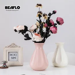 Vases Modern Flower Vase Decoration Home Plastic Table Arrangement Imitation Glaze For Flowers Office Living Room Decor