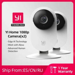 Intercom Yi 1080p Wifi Home Camera 2pcs Kit with Night Vision Ip Security Protection Ai Powered Human/sound Detection