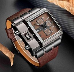 Oulm 3364 Luxury Leather Bracelet Men Watch New Style Fashion Sport Military Quartz Wrist Watch Timepiece Wrist Watch228j8074095