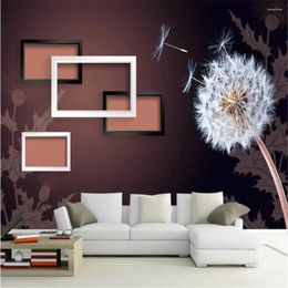 Wallpapers Milofi Dandelion 3D Po Frame Simple TV Background Wall Sofa Painting Wallpaper
