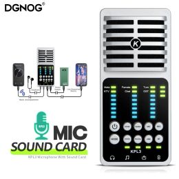 Converter Usb Audio Interface Sound Card with Condenser Microphone Live Broadcast Phone/pc Recording Guitar Sound Card for Studio Singing