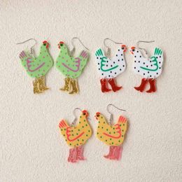 Dangle Earrings Creative Personalised Acrylic Funny High Heels Rooster Wave Point Sequin Splicing