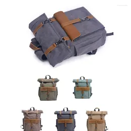 Backpack Chikage Vintage Large Capacity Unisex Neutral College Style Canvas School Bag Multi-function Personality Men's