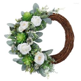 Decorative Flowers JFBL Artificial Succulent Wreath Rose Flower Spring For Front Door Wall Window Wedding Party Farmhouse Home Decor